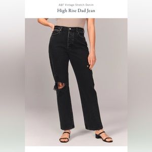 Abercrombie black ripped high rise mom jeans